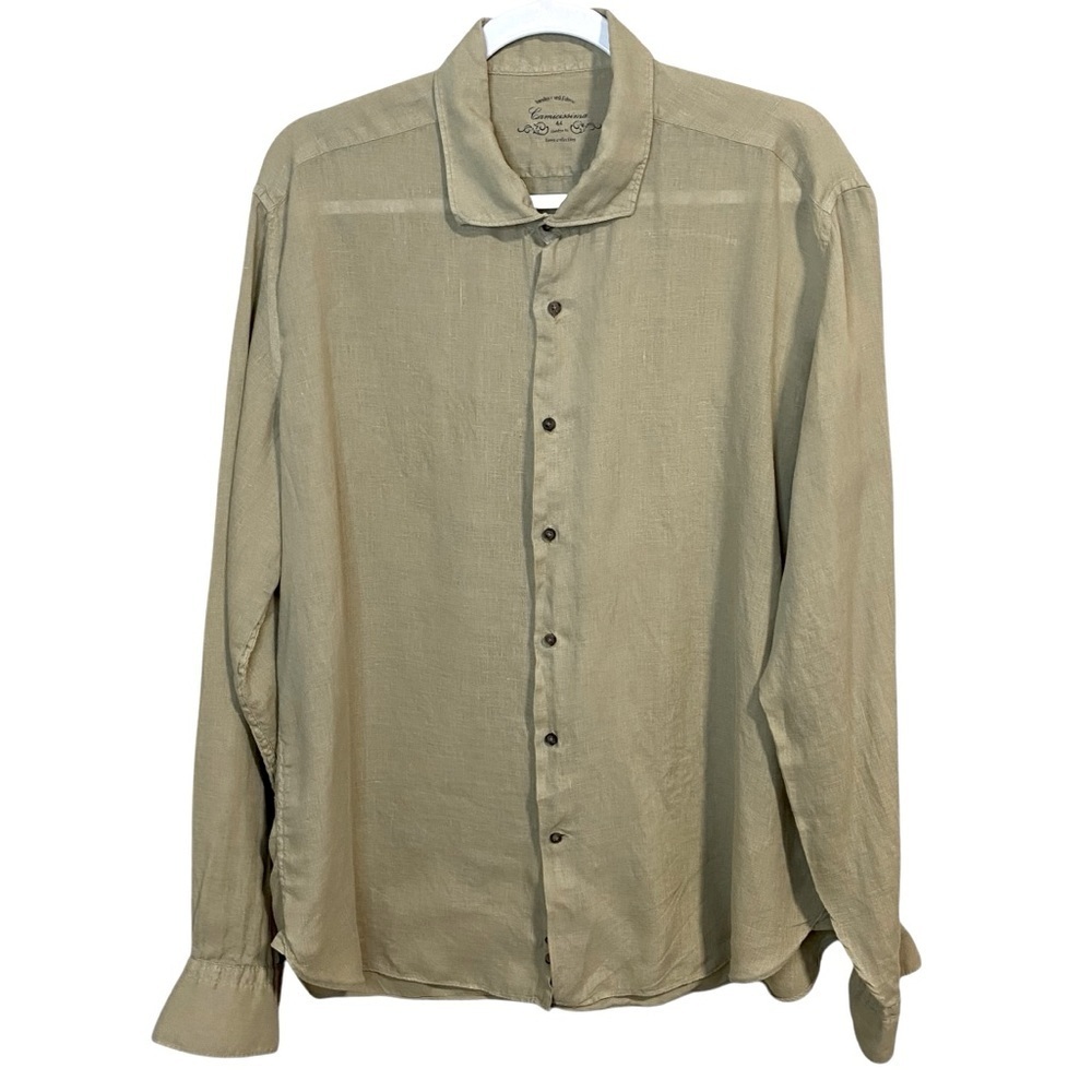 Camicissima Milano - Tan Linen Comfort Fit Dress Shirt - 44